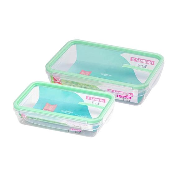 Imagem de Conjunto 2 Potes Herméticos com Travas 820ml e 1,6L Verde