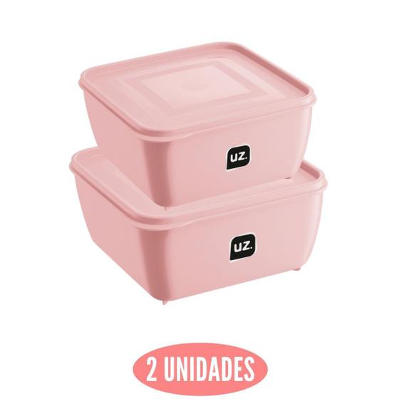 Imagem de Conjunto 2 Potes Plasticos Rosa  1,5 e 2,5 Litros Gourmet