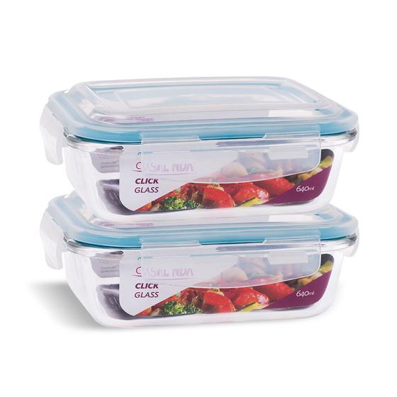 Conjunto 2 Potes Vidro Hermético Marmita Mantimentos 640ml Menor preço em Conjunto 2 Potes Vidro Hermético Marmita Mantimentos 640ml