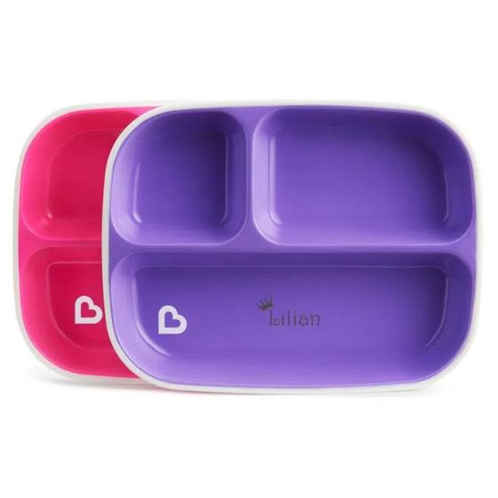 Imagem de Conjunto 2 Pratos com Divisórias Roxo e Rosa