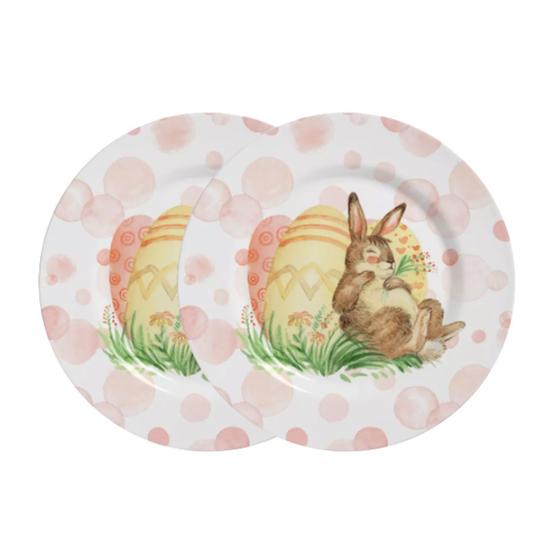 Imagem de Conjunto 2 Pratos Sobremesa Color Rabbits Vermelho