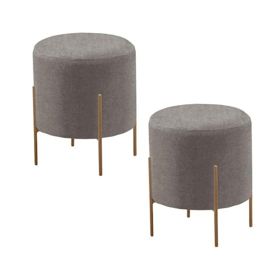 Imagem de Conjunto - 2 Puff Banqueta Odim Bronze Luxo Castellar Móbile