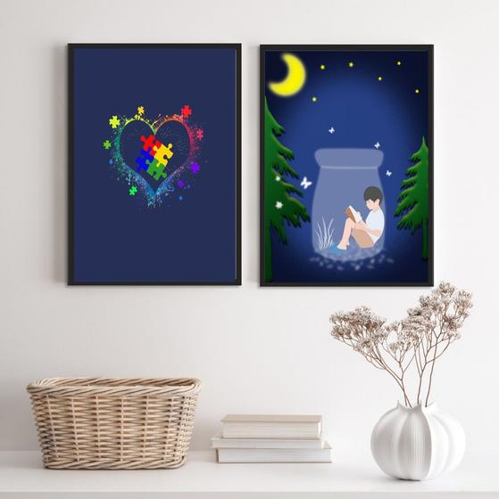 Imagem de Conjunto 2 Quadros Decorativos Autismo 33x24cm