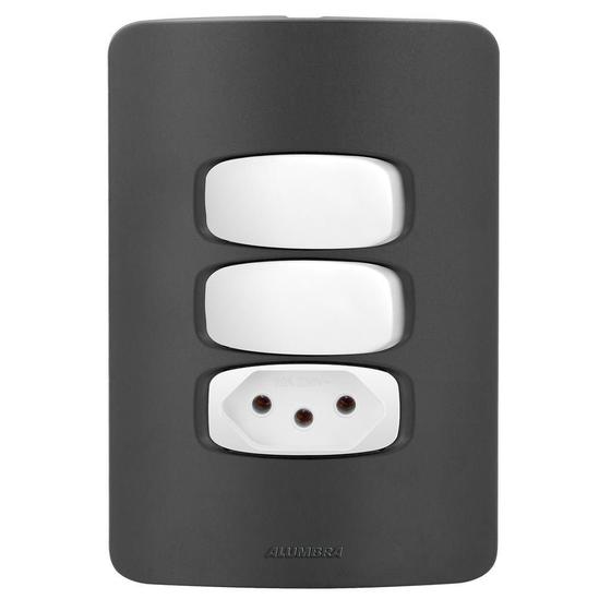 Imagem de Conjunto 2 Simples + 1 Tomada 20A - Gracia Black / Branco