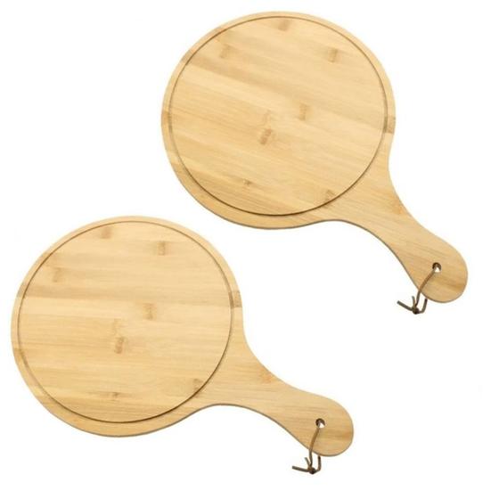 Imagem de Conjunto 2 Tábuas de Servir Redonda Bambu 30cm Class Home
