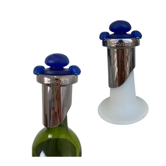 Imagem de Conjunto 2 Tampas Rolha Vinho Champagne Azul Marinho Bugatti