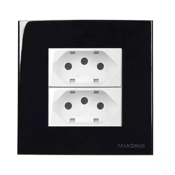 Imagem de Conjunto 2 Tomadas 10A Para Móvel Branco 80x80mm Sleek Ebony