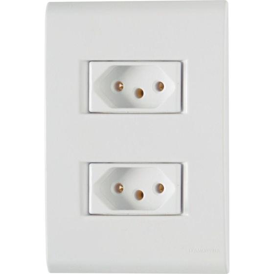 Conjunto 2 Tomadas 2P+T 20A/250V Liz Branco - Tramontina Menor preço em Conjunto 2 Tomadas 2P+T 20A/250V Liz Branco - Tramontina
