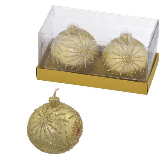 Imagem de Conjunto 2 Velas Bola Dourada 6cm Espressione Christmas