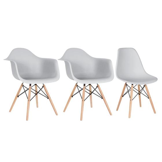 Imagem de Conjunto 2 x cadeiras Eames DAW com braços + 1 cadeira Eiffel DSW