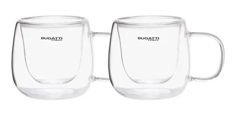 Imagem de Conjunto 2 Xícaras De Café Alça E Parede Dupla 100Ml Bugatti