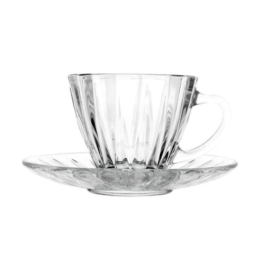 Imagem de Conjunto 2 Xícaras para Café de Cristal com Pires Radial 70ml 220369 - Lyor