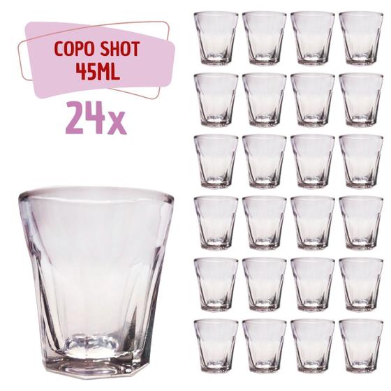 Imagem de Conjunto 24 Copos Shot Vidro Tequila Cachaça Dose 45ml Bar