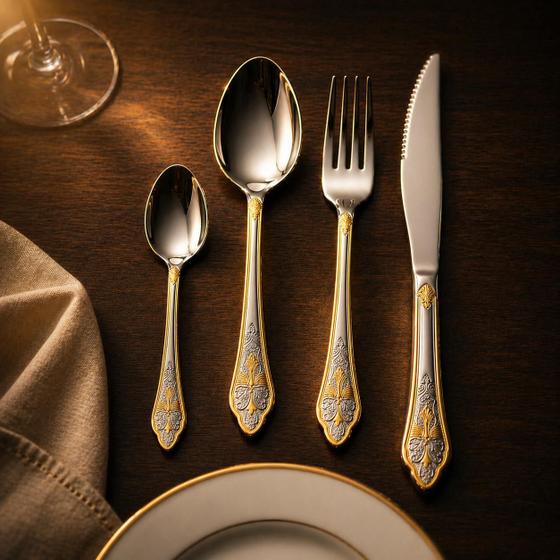 Conjunto 24 Peças Talheres de Luxo em Aço Inox