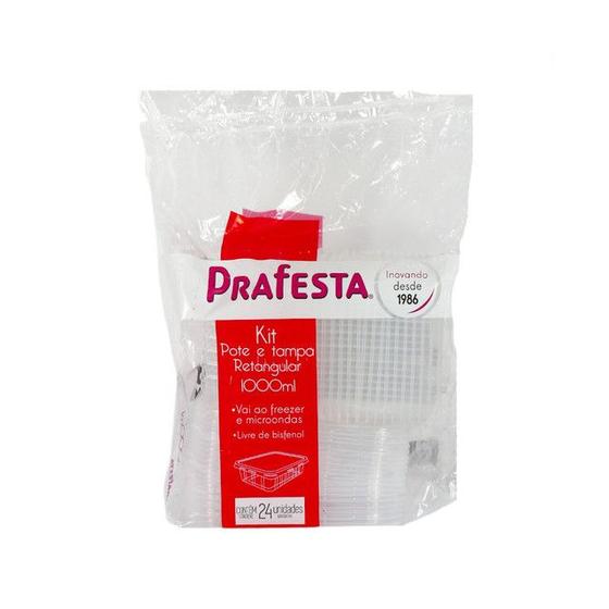 Imagem de Conjunto 24 Potes de 1L com Tampa  Congela e Aquece Sem Deformar 000635