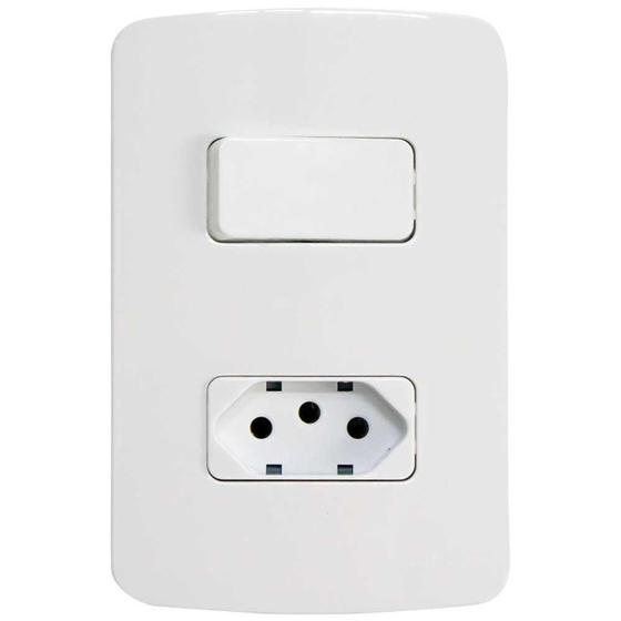 Imagem de Conjunto 2x4 Interruptor 1 Tecla Simples + 1 Tomada 10A B3 Margirius