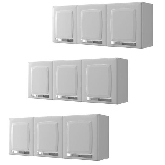 Conjunto 3 Armários de Cozinha Aéreos Itatiaia Aço 3 Portas Rose Branco Neve Menor preço em Conjunto 3 Armários de Cozinha Aéreos Itatiaia Aço 3 Portas Rose Branco Neve