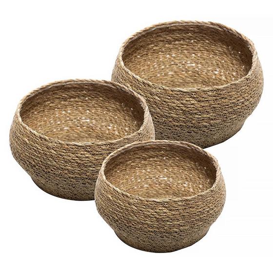 Imagem de Conjunto 3 Cachepots de Fibra Natural com Forro de Plástico 61655 - Wolff