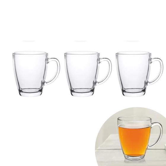 Imagem de Conjunto 3 Canecas Taça 375ml Xícara Alta Café Cappuccino