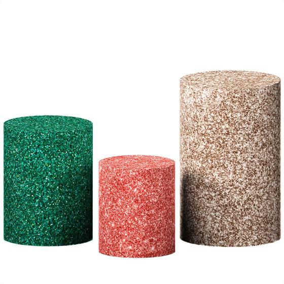 Imagem de Conjunto 3 Capas Cilindro Glitter Fácil Instalação Elástico