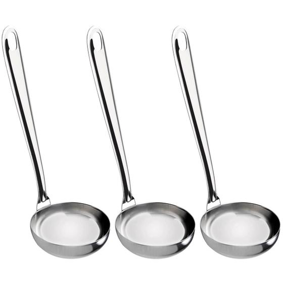 Imagem de Conjunto 3 Concha de Inox para Sopa Feijão ou Molho Utensílio Cozinha Taumer