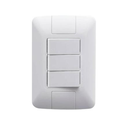 Imagem de Conjunto 3 Interruptores Simples C/ Placa Mod. Aria 250V/6A Cor: Branco 4x2 Ref: 57241/070 -TRAMONTINA