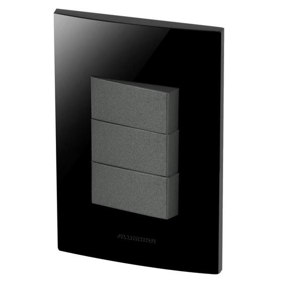 Imagem de Conjunto 3 Interruptores Simples - Inova Black / Grafite