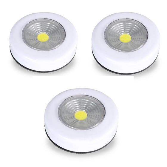 Imagem de Conjunto 3 Luminárias Led De Toque Adesiva Com Luz Fria