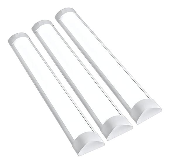 Imagem de Conjunto 3 Luminárias Lineares 20W 6500K 60Cm Branco Frio