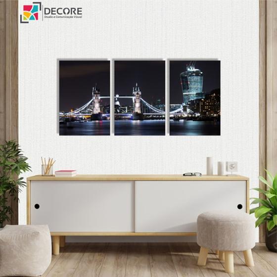 Imagem de Conjunto 3 Peças 40x60 Quadros Decorativos Metrópole Ponte