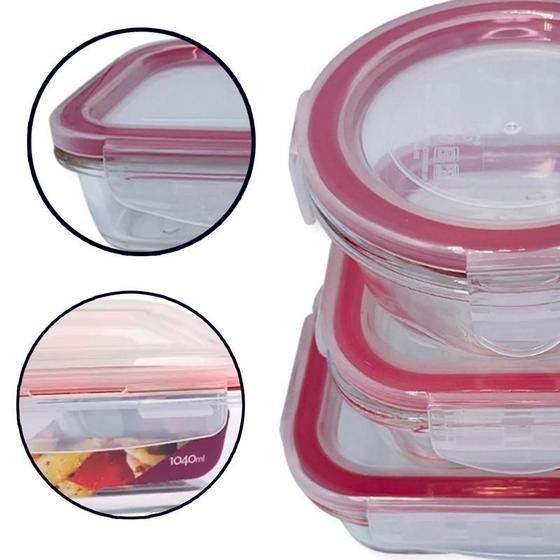 Imagem de Conjunto 3 Potes 150ml 170ml 250ml Recipiente Transparente Armazena Organizado Casa Trabalho Escritorio