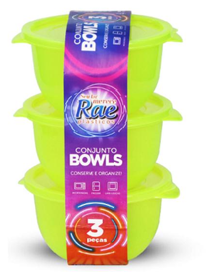 Imagem de Conjunto 3 Potes Bowls Neon Com Tampa