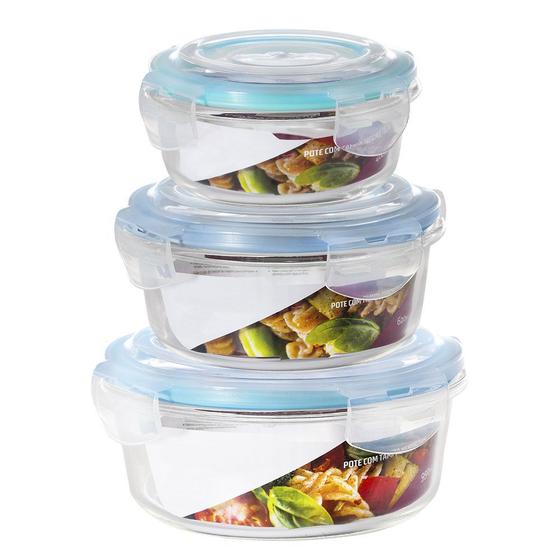Imagem de Conjunto 3 Potes Herméticos Mantimentos 400ml 620ml 950ml