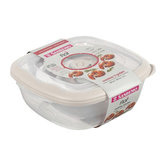 Imagem de Conjunto 3 Potes Quadrados Plástico 280ml 920ml 2,7L Sanremo