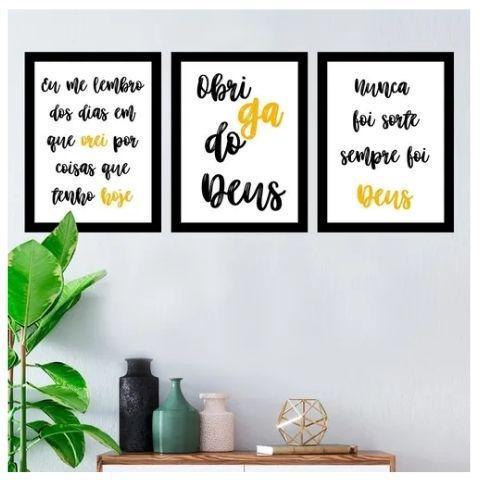 Imagem de Conjunto 3 Quadros Decorativos Obrigado Deus