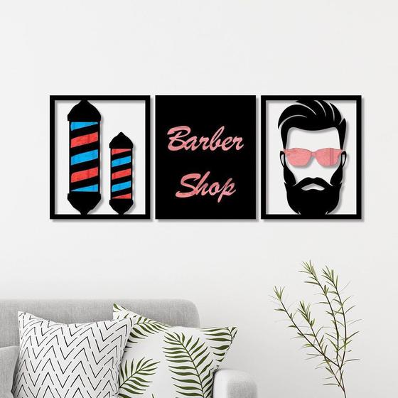 Imagem de Conjunto 3 Quadros Vazado Barber Shop 2 com Acrílico