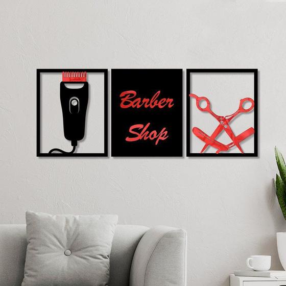 Imagem de Conjunto 3 Quadros Vazados Barber Shop 1 com Acrílico