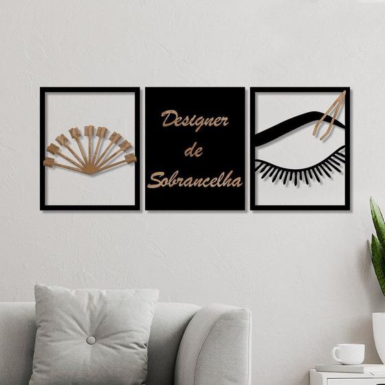 Imagem de Conjunto 3 Quadros Vazados Designer de Sobrancelha 1 com Acrílico