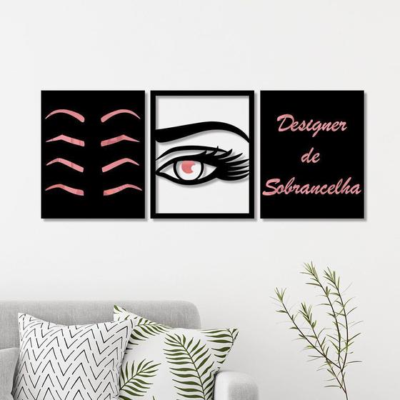 Imagem de Conjunto 3 Quadros Vazados Designer de Sobrancelha 2 com Acrílico