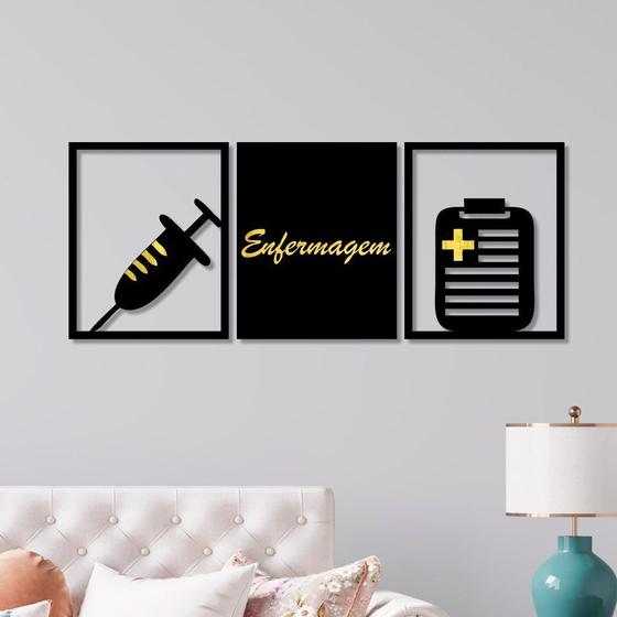 Imagem de Conjunto 3 Quadros Vazados Enfermagem com Acrílico