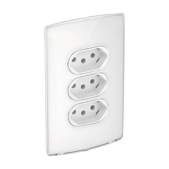 Imagem de Conjunto 3 Tomada 10A Com Placa e Suporte 4x2 Branco Gloss Nereya Legrand