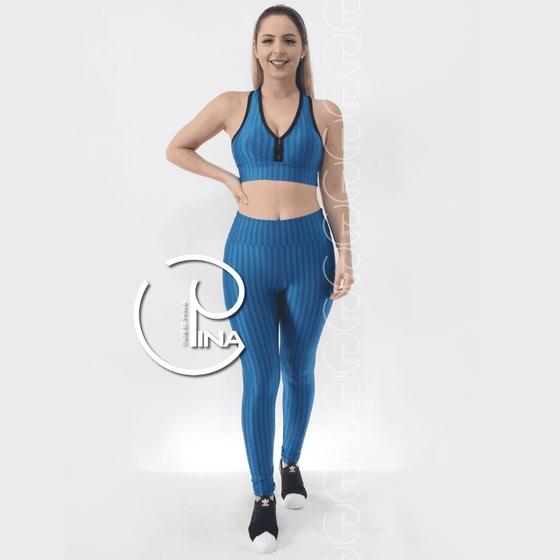 Imagem de Conjunto 3D Academia Esporte Ginástica Legging e Top em Poliamida 3D PINA