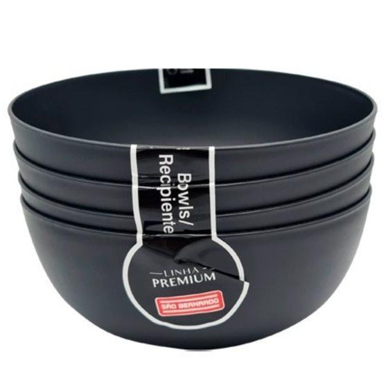 Imagem de Conjunto 4 Bowls Cumbuca Grande 1100 ML Preto Multiuso 16CM
