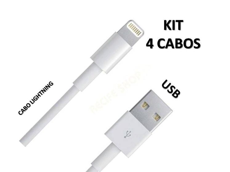 Imagem de Conjunto 4 Cabos Lightning 1m  Sincronização Rápida e Máxima Confiabilidade