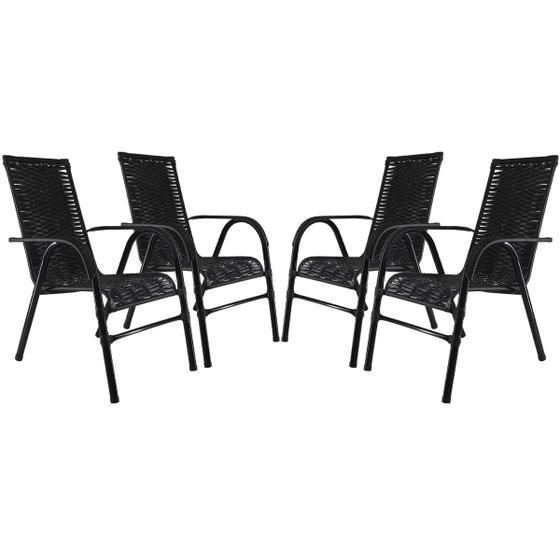 Imagem de Conjunto 4 Cadeiras Bela, Artesanal, para Área, Varanda, Edícula, Fibra Sintética - PANERO PRETO 10