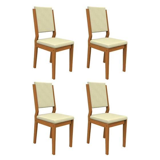 Imagem de Conjunto 4 Cadeiras Carol Ipê/Bege - PR Móveis