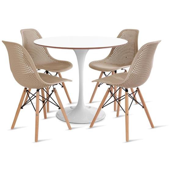 Imagem de Conjunto 4 Cadeiras Colmeia Fendi e Saarinen Branca 90cm
