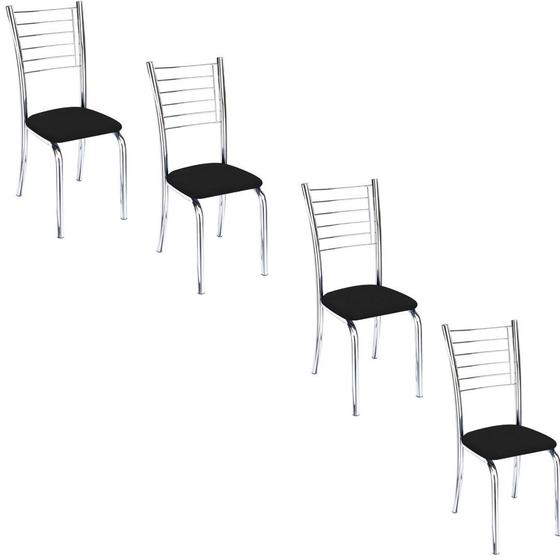 Imagem de Conjunto 4 Cadeiras cromadas para cozinha super resistente Kiara-Super Resistente-Assento Preto