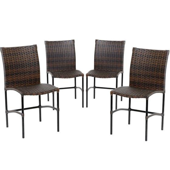 Imagem de Conjunto 4 Cadeiras de Jantar Havaí em Fibra Sintética Trama Dupla Artesanal para Varanda, Edícula, Área Gourmet