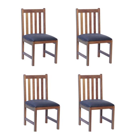 Imagem de Conjunto 4 Cadeiras de Jantar Madeira Maciça Alice com Estofado material sintético